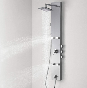 Melun Shower Panel System Faucets Sets Complete Tower Column with Adjustable Massage Jets 304 Stainless Steel Brushed Nickel Multi-Function with Spout Rainfall 51 Inch